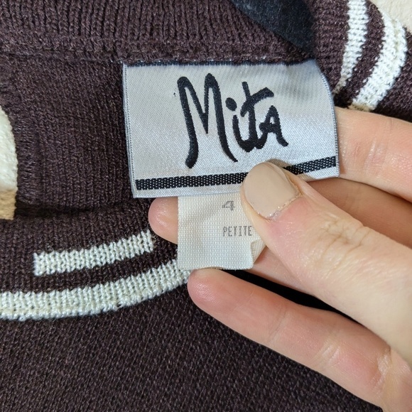 Vintage Mita Brown Short Sleeve Sweater Size 4P - Picture 3 of 4